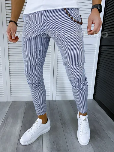 Pantaloni barbati casual regular fit in dungi B1852 D5-5.4